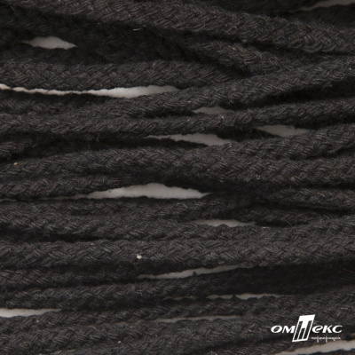 Шнур плетеный d-6 мм круглый, 70% хлопок 30% полиэстер, уп.90+/-1 м, цв.1078-черный - купить в Нижнем Тагиле. Цена: 588 руб.