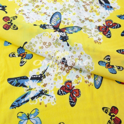 Плательная ткань "Софи" 7.2, 75 гр/м2, шир.150 см, принт бабочки - купить в Нижнем Тагиле. Цена 241.49 руб.
