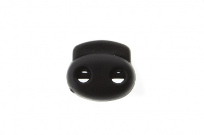 8049ТН Фиксатор пластиковый двухдырочный, 23х20 мм, цвет чёрный - купить в Нижнем Тагиле. Цена: 1.37 руб.