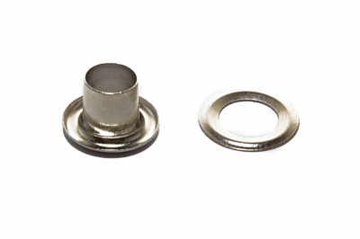 Люверсы металлические "ОмТекс", блочка/кольцо, (4 мм) - цв.никель - купить в Нижнем Тагиле. Цена: 0.24 руб.