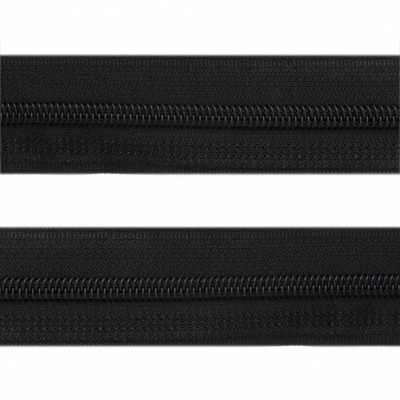 Рулонная молния с покрытием PVC спираль тип 3 (упак.270м) -черная с полосой СВО - купить в Нижнем Тагиле. Цена: 12.74 руб.