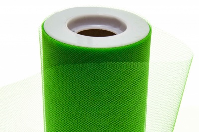 Фатин в шпульках 16-146, 10 гр/м2, шир. 15 см (в нам. 25+/-1 м), цвет зелёный - купить в Нижнем Тагиле. Цена: 100.69 руб.