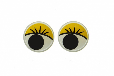 Глазки для игрушек, круглые, с бегающими зрачками, 12 мм/упак.50+/-2 шт, цв. -желтый - купить в Нижнем Тагиле. Цена: 95.04 руб.