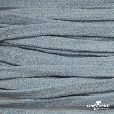 Шнур плетеный d-8 мм плоский, 70% хлопок 30% полиэстер, уп.85+/-1 м, цв.1011-св.голубой - купить в Нижнем Тагиле. Цена: 735 руб.