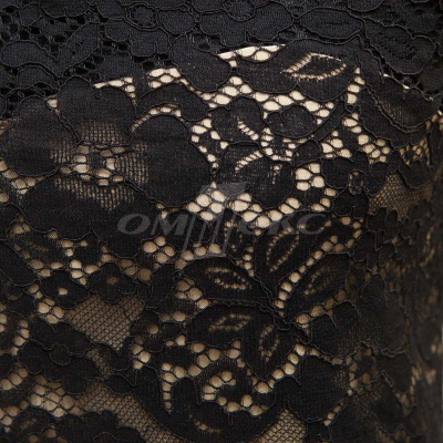 Кружевное полотно #3378, 150 гр/м2, шир.150см, цвет чёрный - купить в Нижнем Тагиле. Цена 370.97 руб.