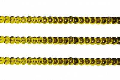 Пайетки "ОмТекс" на нитях, SILVER-BASE, 6 мм С / упак.73+/-1м, цв. А-1 - т.золото - купить в Нижнем Тагиле. Цена: 468.37 руб.