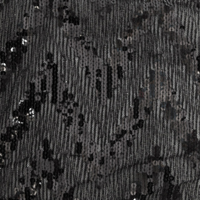Трикотажное полотно с пайетками, шир.130 см, #311-бахрома чёрная - купить в Нижнем Тагиле. Цена 1 183.35 руб.