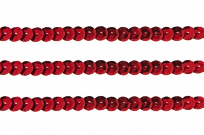 Пайетки "ОмТекс" на нитях, SILVER-BASE, 6 мм С / упак.73+/-1м, цв. 3 - красный - купить в Нижнем Тагиле. Цена: 468.37 руб.