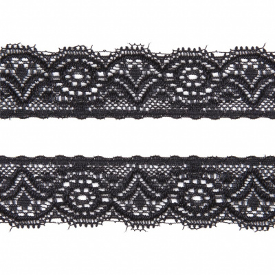 Кружево эластичное LY-311, шир. 20 мм, цвет чёрный - купить в Нижнем Тагиле. Цена: 19.25 руб.