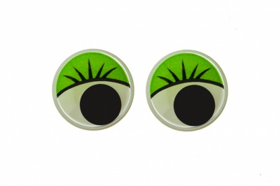 Глазки для игрушек, круглые, с бегающими зрачками, 15 мм/упак.50+/-2 шт, цв. -зеленый - купить в Нижнем Тагиле. Цена: 113.01 руб.