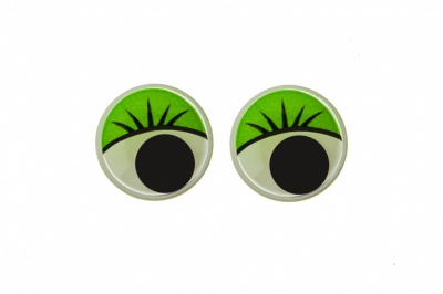 Глазки для игрушек, круглые, с бегающими зрачками, 12 мм/упак.50+/-2 шт, цв. -зеленый - купить в Нижнем Тагиле. Цена: 96.01 руб.
