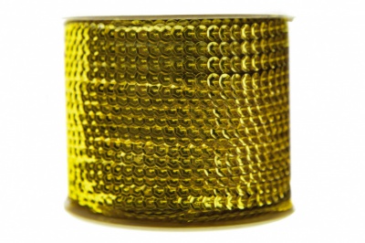 Пайетки "ОмТекс" на нитях, SILVER-BASE, 6 мм С / упак.73+/-1м, цв. 7 - св.золото - купить в Нижнем Тагиле. Цена: 468.37 руб.