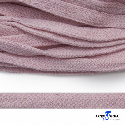 Шнур плетеный d-8 мм плоский, 70% хлопок 30% полиэстер, уп.85+/-1 м, цв.1019-св.розовый - купить в Нижнем Тагиле. Цена: 735 руб.