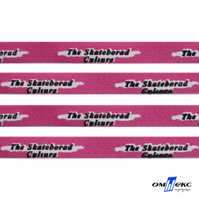 Тесьма отделочная (киперная) 10 мм, 100% хлопок,"THE SKATEBOARD CULIURE"(45 м) цв.121-26 -яр.розовый - купить в Нижнем Тагиле. Цена: 850.62 руб.