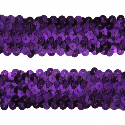 Тесьма с пайетками 12, шир. 30 мм/уп. 25+/-1 м, цвет фиолет - купить в Нижнем Тагиле. Цена: 1 098.48 руб.