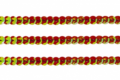 Пайетки "ОмТекс" на нитях, CREAM, 6 мм С / упак.73+/-1м, цв. 96 - красный - купить в Нижнем Тагиле. Цена: 484.77 руб.