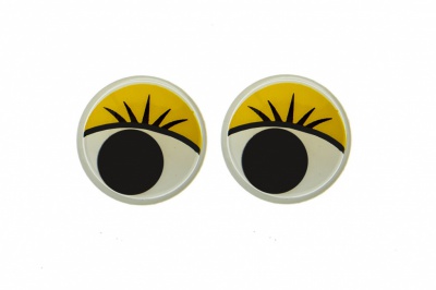Глазки для игрушек, круглые, с бегающими зрачками, 15 мм/упак.50+/-2 шт, цв. -желтый - купить в Нижнем Тагиле. Цена: 113.01 руб.