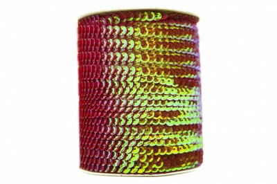 Пайетки "ОмТекс" на нитях, CREAM, 6 мм С / упак.73+/-1м, цв. 96 - красный - купить в Нижнем Тагиле. Цена: 484.77 руб.