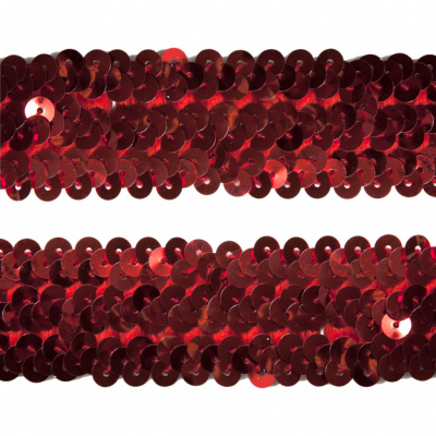 Тесьма с пайетками 3, шир. 30 мм/уп. 25+/-1 м, цвет красный - купить в Нижнем Тагиле. Цена: 1 098.48 руб.